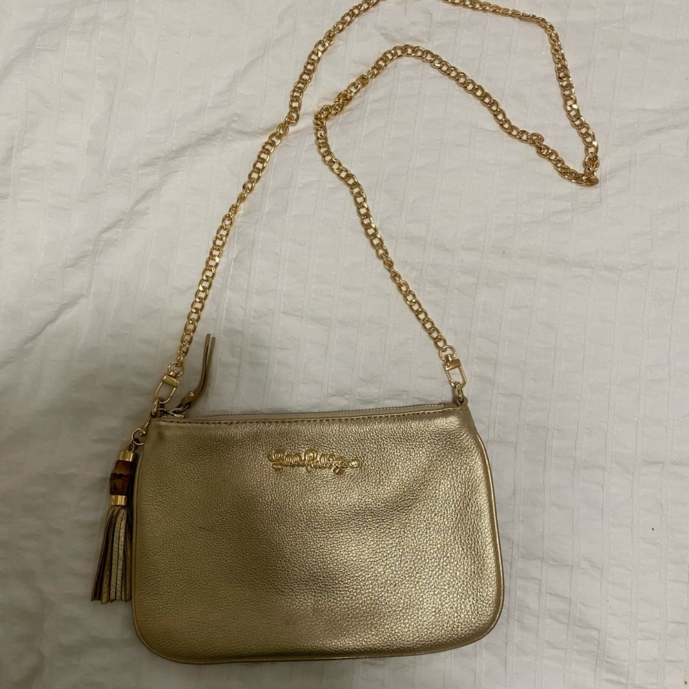 Gold leather crossbody